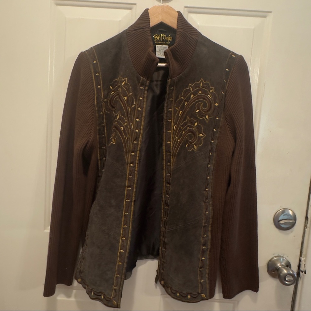 Bob Mackie Brown Wearable Art Jacket - image 1